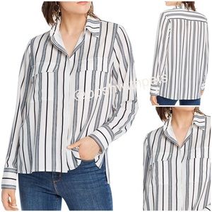 Lini NWT Bloomingdale’s Eva Top Button Down Stripe Long Sleeve Medium New
